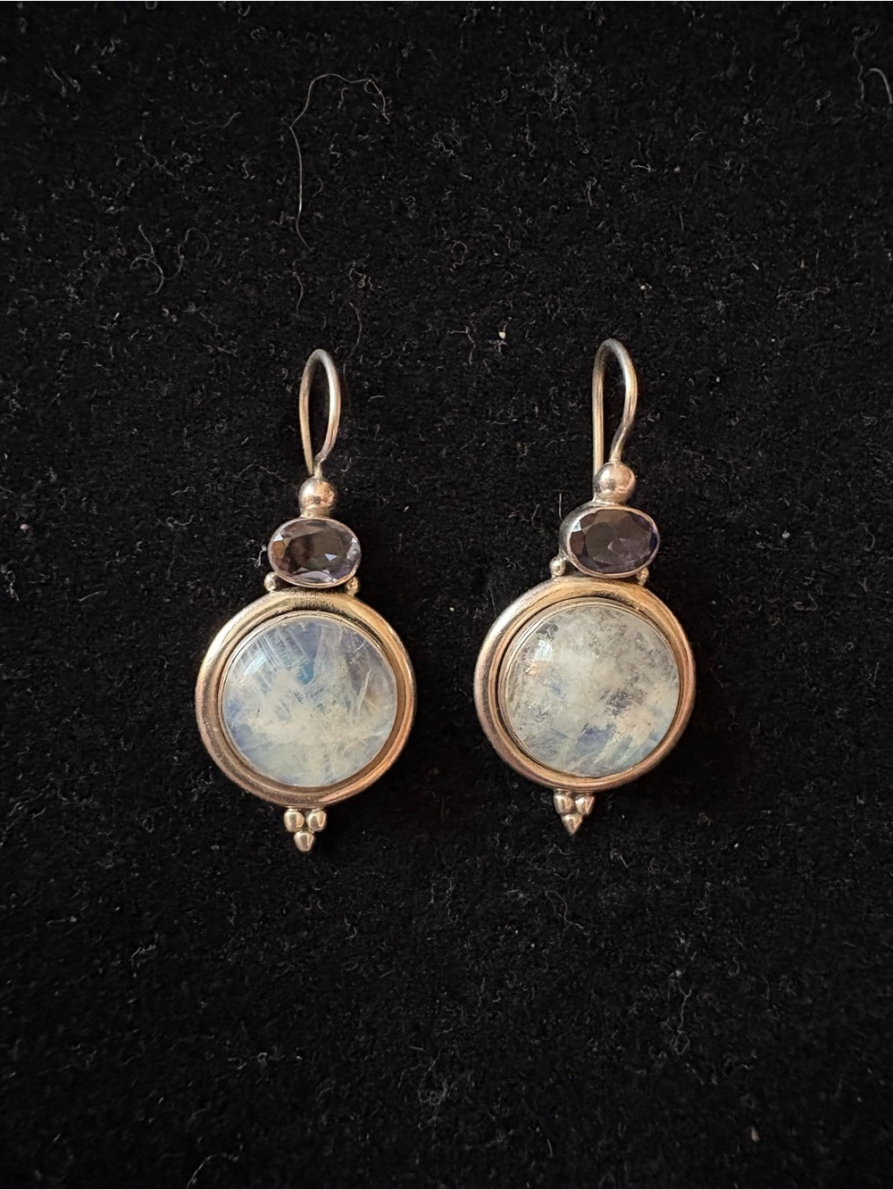 Nicky Butler Silver Moonstone and Amethyst Dangle Earrings - Blue-Gray
